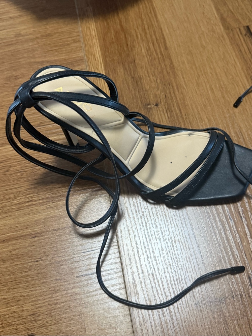 Aldo Black Strappy Lace-Up High Heel Sandals